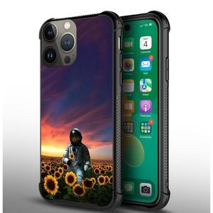 CARLOCA Compatible with iPhone 15 Pro Case,Sunset Sunflower Astronaut Pattern